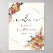 Boho Pampas Grass Dried Bouquet Welkom Poster (Voorkant)