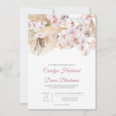 Boho Pampas Grass Dried Floral Blush Roos Wedding Kaart (Voorkant)