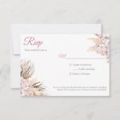 Boho Pampas Grass Dried Floral Blush Roos Wedding RSVP Kaartje (Voorkant)
