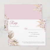 Boho Pampas Grass Dried Floral Blush Roos Wedding RSVP Kaartje (Voorkant / Achterkant)