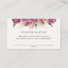 Boho Pampas Grass Dried Florals Diaper Raffle Encl Informatiekaartje