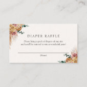 Boho Pampas Grass Dried Florals Diaper Raffle Informatiekaartje (Voorkant)