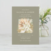 Boho Pampas Grass Dried Flowers Bouquet Wedding Kaart (Staand voorkant)