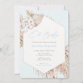 Boho Pampas Grass Dried Palms Boy Baby shower Kaart (Voorkant)