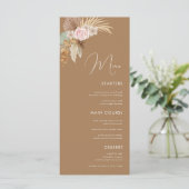 Boho Pampas Grass Dried Tropical Brown Wedding Menu (Staand voorkant)