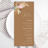 Boho Pampas Grass Dried Tropical Brown Wedding Menu
