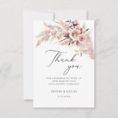 Boho Pampas Grass Dry Flowers Floral Cream Wedding Bedankkaart (Voorkant)