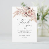 Boho Pampas Grass Dry Flowers Floral Cream Wedding Bedankkaart (Staand voorkant)