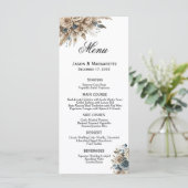 Boho Pampas Grass Dusty Blue Florals Modern  Menu (Staand voorkant)