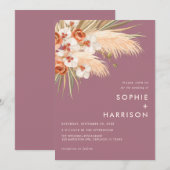 Boho Pampas Grass Dusty Roos Wedding Kaart (Voorkant / Achterkant)