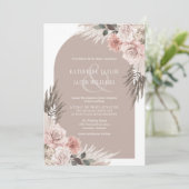 Boho Pampas Grass Earth Tones Floral Wedding Kaart (Staand voorkant)