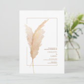 Boho Pampas Grass Earth Tones Simple Wedding Kaart (Staand voorkant)
