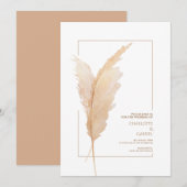 Boho Pampas Grass Earth Tones Simple Wedding Kaart (Voorkant / Achterkant)