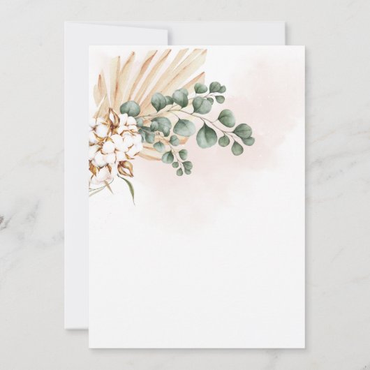 Boho Pampas Grass Een beetje pompoen Baby shower Kaart (Achterkant)