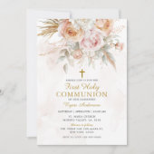 Boho Pampas Grass, eerste Heilige Communie Kaart (Voorkant)