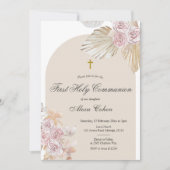 Boho Pampas Grass, eerste Heilige Communie Kaart (Voorkant)