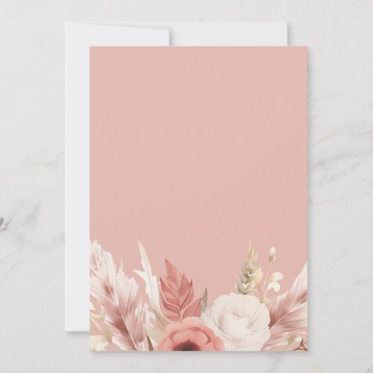 Boho Pampas Grass Eerste Verjaardag Uitnodiging (Achterkant)