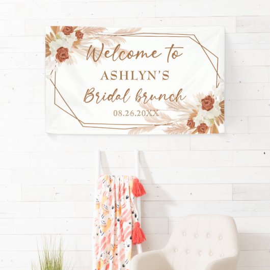 Boho Pampas Grass Elegant Bridal Brunch Backdrop Spandoek (Insitu)