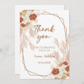 Boho Pampas Grass Elegant Bridal Brunch Terracotta Bedankkaart (Voorkant / Achterkant)