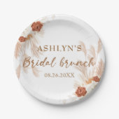 Boho Pampas Grass Elegant Bridal Brunch Terracotta Papieren Bordje (Voorkant)
