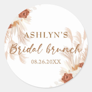 Boho Pampas Grass Elegant Bridal Brunch Terracotta Ronde Sticker