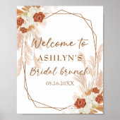 Boho Pampas Grass Elegant Bridal Brunch Welkom Poster (Voorkant)