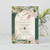 BOHO Pampas Grass Emerald Green Wedding Kaart (Staand voorkant)