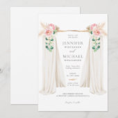 Boho Pampas Grass en Greenery Arch Wedding Invi Kaart (Voorkant / Achterkant)
