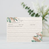 Boho Pampas Grass Eucalyptus Beige Recept Kaart (Staand voorkant)