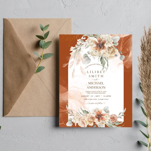 BOHO Pampas Grass Fall Wedding Invitation Flyer