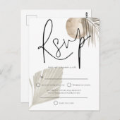Boho Pampas Grass fan Wedding RSVP Briefkaart (Voorkant / Achterkant)