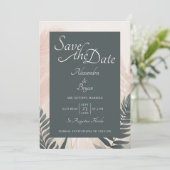 Boho Pampas Grass & Fern Bruiloft Save the Date Kaart (Staand voorkant)
