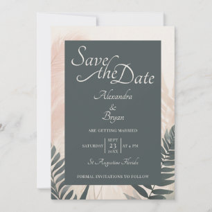 Boho Pampas Grass & Fern Bruiloft Save the Date Kaart