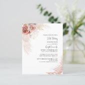 Boho Pampas Grass Floral 80th Birthday Invitation (Staand voorkant)
