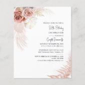Boho Pampas Grass Floral 80th Birthday Invitation (Voorkant)