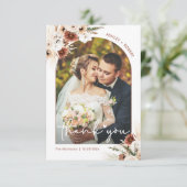 Boho Pampas Grass Floral Arch Wedding Foto Bedankkaart (Staand voorkant)