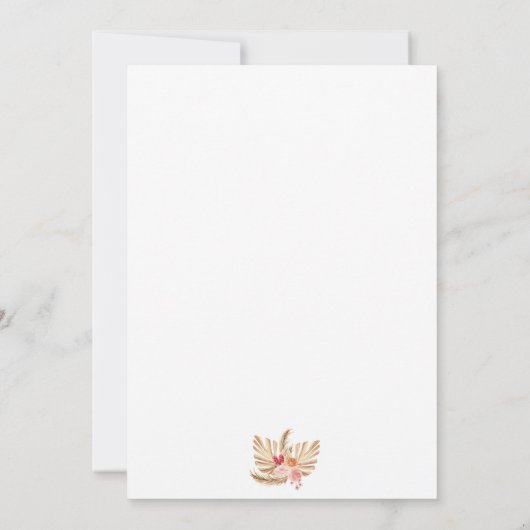 Boho Pampas Grass Floral Arch Wedding Uitnodiging (Achterkant)