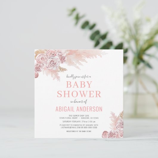 Boho Pampas Grass Floral Baby shower (Staand voorkant)