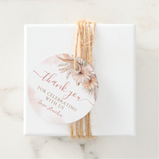 Boho Pampas Grass Floral Baby shower Bedankt Bedankjes Labels (In situ)