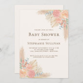 Boho Pampas Grass Floral Baby shower Kaart (Voorkant / Achterkant)