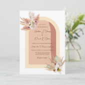 Boho Pampas Grass Floral Beige Terracotta Wedding Kaart (Staand voorkant)