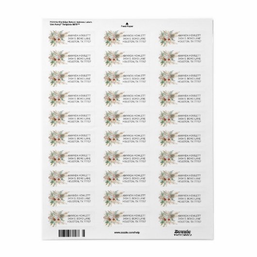 Boho Pampas Grass Floral Bouquet Waterverf Etiket (Full Sheet)