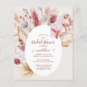 Boho Pampas Grass Floral Bridal Shower Flyer (Voorkant)
