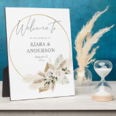 Boho Pampas Grass Floral Circle Welkom Plaque Fotoplaat (Zijkant)