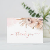 Boho Pampas Grass Floral Desert Baby shower Bedankkaart (Staand voorkant)