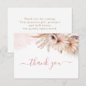 Boho Pampas Grass Floral Desert Baby shower Bedankkaart (Voorkant / Achterkant)