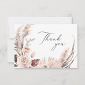 Boho Pampas grass Floral Dried Flowers Wedding Bedankkaart (Voorkant)