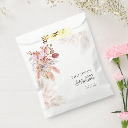 Boho Pampas Grass Floral Meisje Baby shower Bedankzakje (Gezegeld)