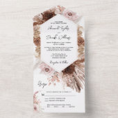 Boho Pampas Grass Floral met RSVP Weddenschap All In One Uitnodiging (Binnen)