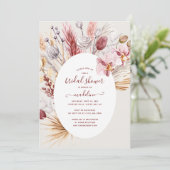 Boho Pampas Grass Floral Modern Vrijgezellenfeest Kaart (Staand voorkant)